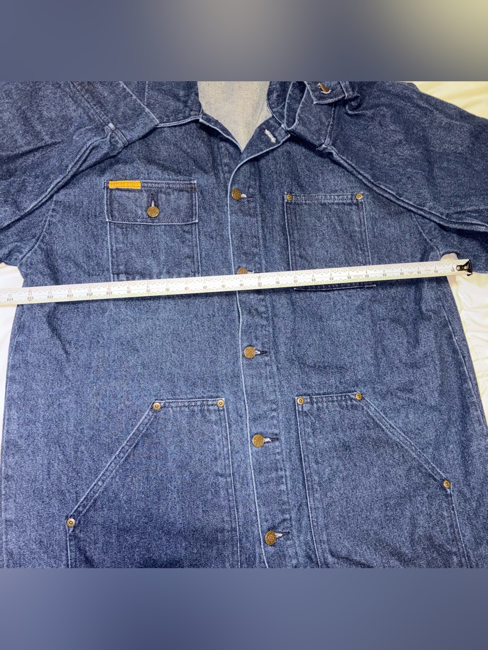 VTG XL PRISON BLUES YARD COAT Chore Jacket denim Jean cotton made in USA - Picture 6 of 7